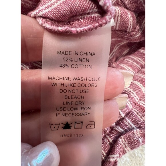 Vince Camuto Red Striped Drawstring Waist Linen Cotton Blend Pants size Small - Picture 6 of 6